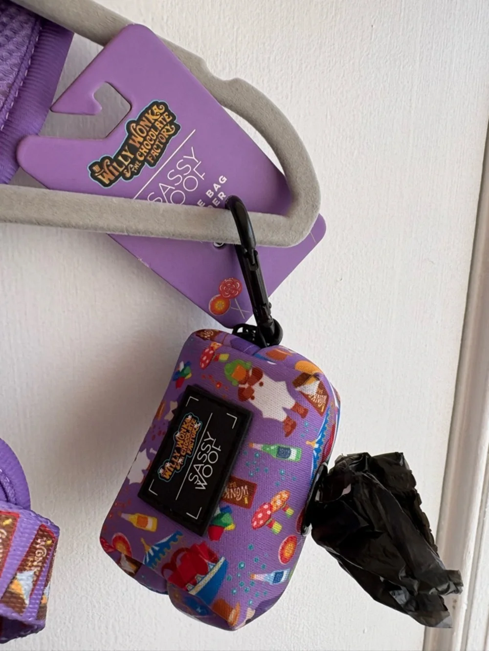 Sassy Woof WILLY WONKA & THE CHOCOLATE FACTORY Dog Harness & Waste Bag Holder XS